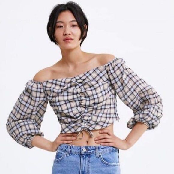 ZARA Plaid Cropped Top  - Picture 3 of 4